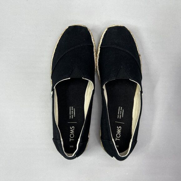 Toms Women's Size 8 Alpargata Platform Espadrille Black Canvas Flats - Picture 8 of 12
